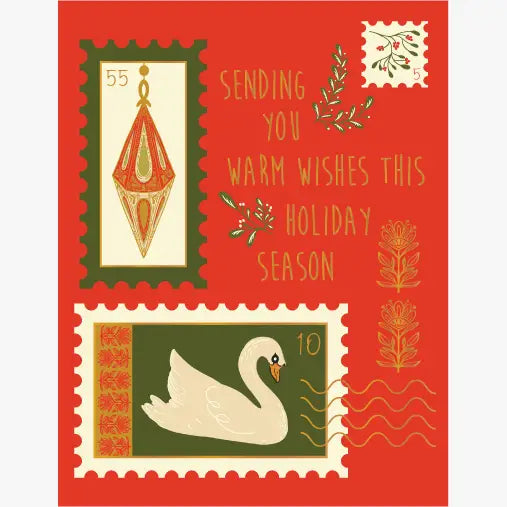 Holiday Stamps Gold Foil Greeting Card