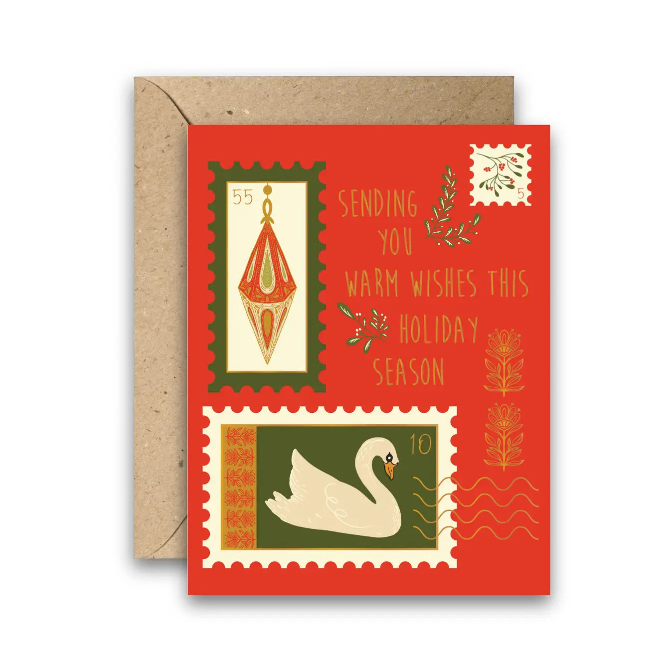 Holiday Stamps Gold Foil Greeting Card