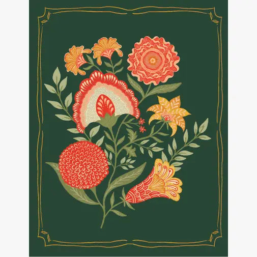 Winter Blooms Gold Foil Floral Greeting Card