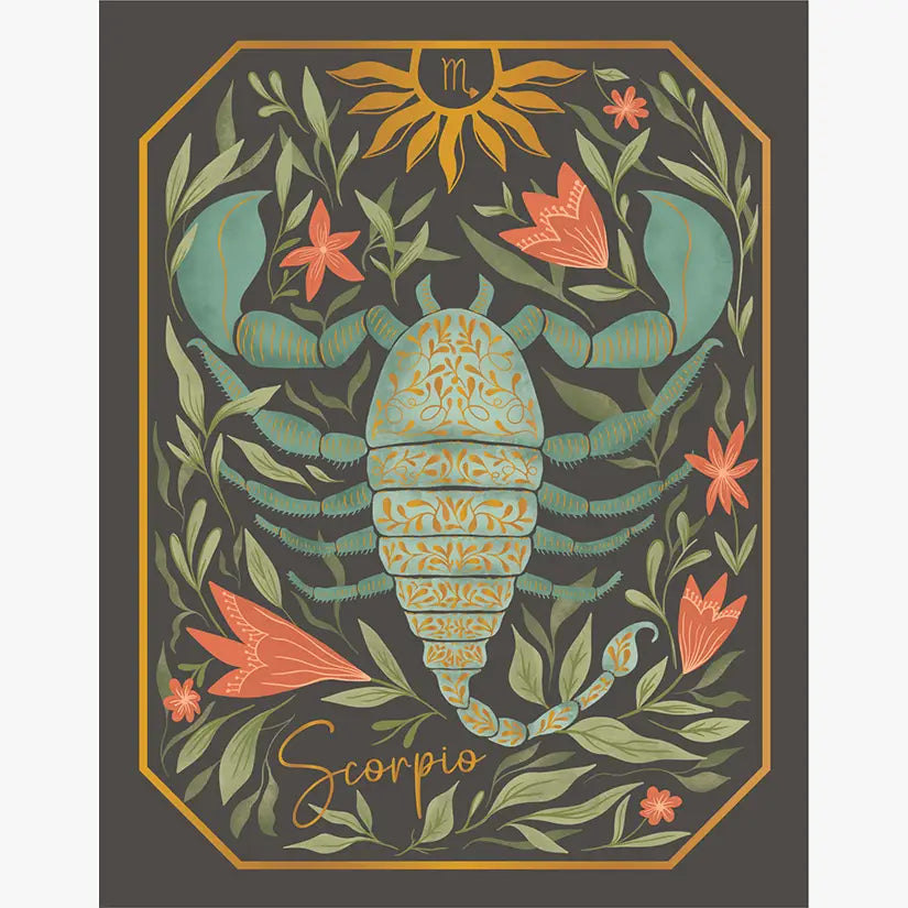 The Scorpio Zodiac Garden Gold Foil Greeting Card