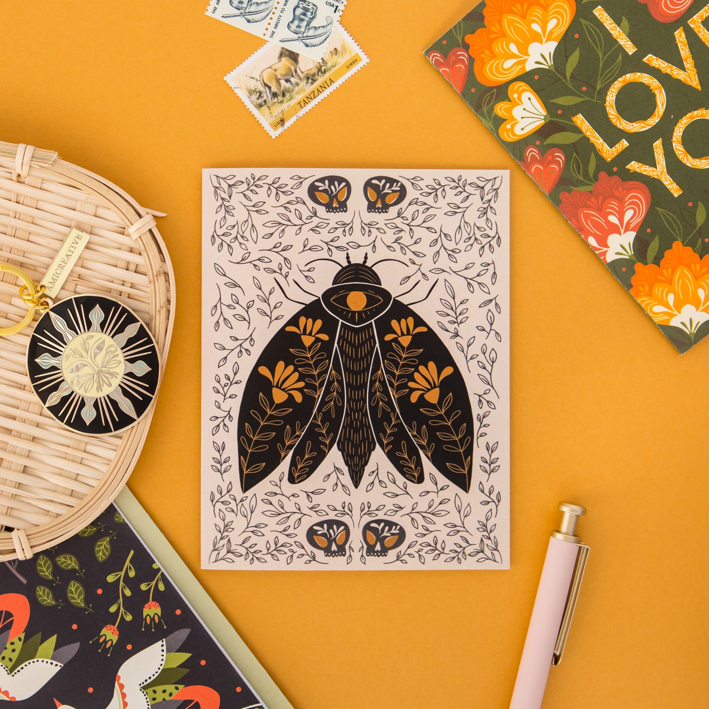 Dark Omens Moth – Gothic Moth Greeting Card