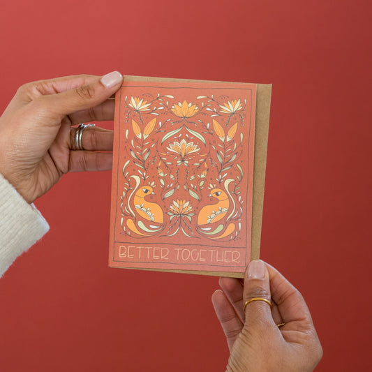 Better Together greeting card held in hand