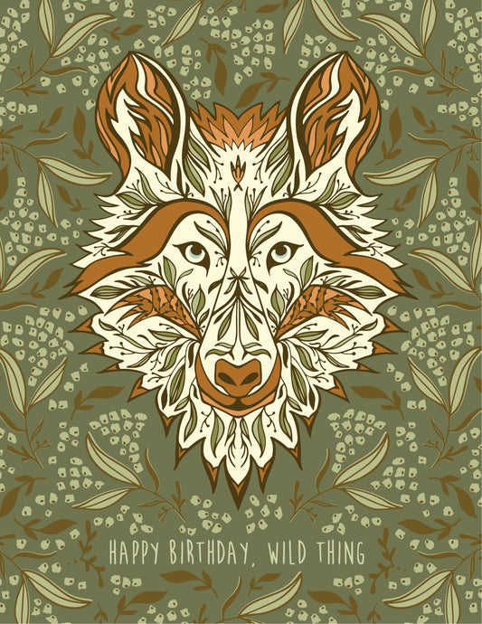 Wild Thing greeting card front, hand-illustrated by Amita Nair