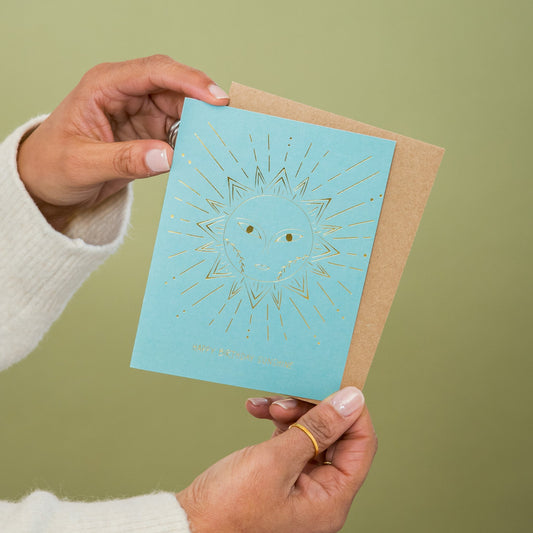Birthday Sunshine greeting card held in hand
