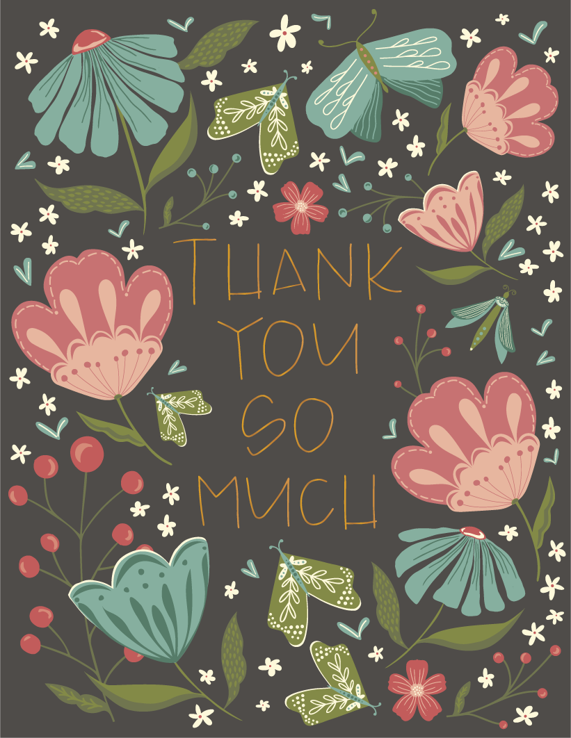 May Flowers Thank You Greeting Card