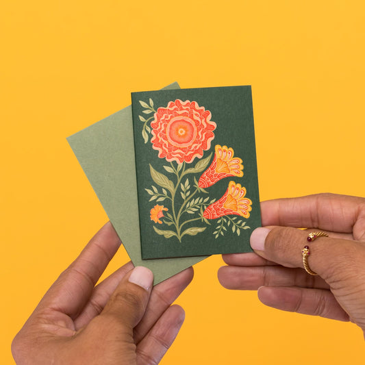 Green Vines mini card held in hand