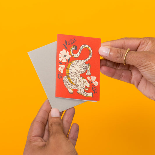 Jungle Tiger mini card held in hand