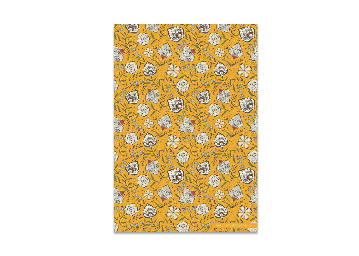 Ochre Garden Wrapping Paper Roll: 20x29 | 3 Sheets/Roll