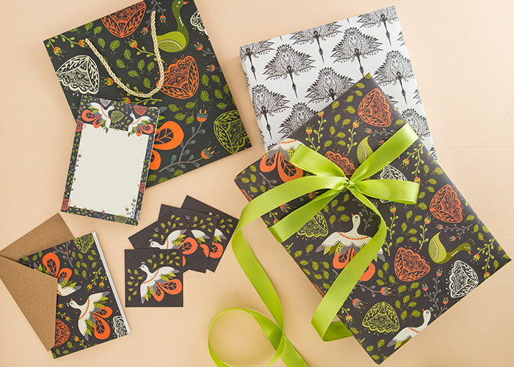 Blooming Folk Birds: Hand-Illustrated Folk Art Greeting Card