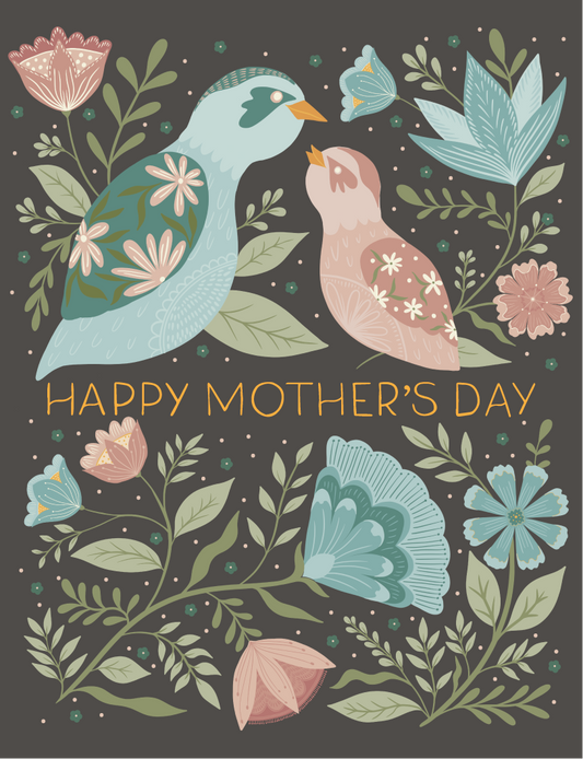 Enchanting Mother's Day Birds & Blooms Gold Foil Greeting Card