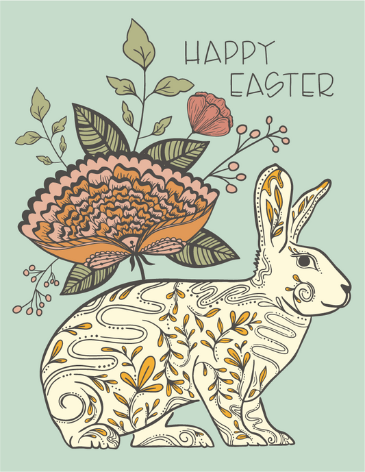 Easter Blossom Bunny Greeting Card