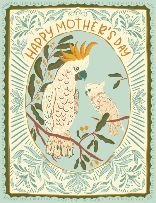 Cockatoo Love Mother's Day Gold Foil Greeting Card: A Heartfelt Keepsake