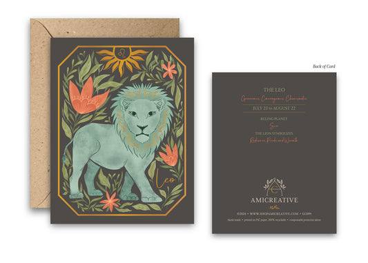 The Leo Zodiac Garden Gold Foil Greeting Card