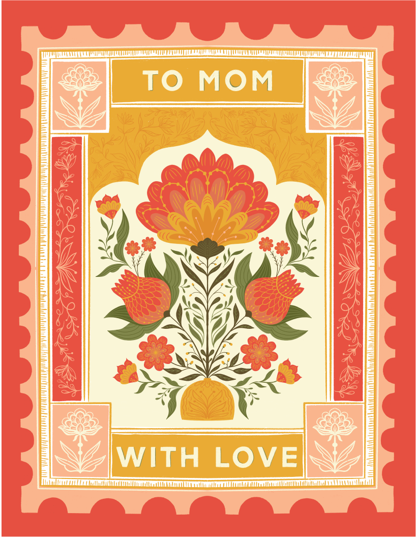 Mom’s Postage Mother’s Day Card | Vintage Stamp Floral Card