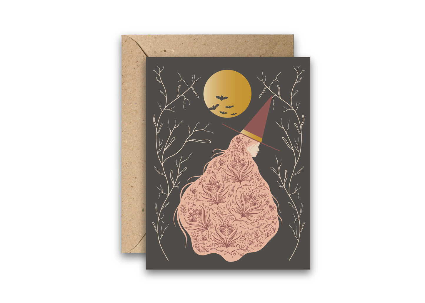 Witch's Moon Gold Foil Greeting Card