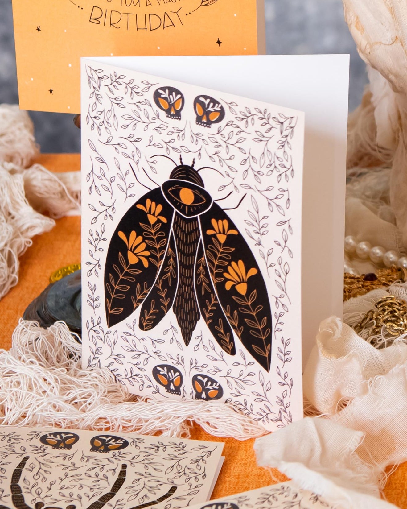 Dark Omens Moth – Gothic Moth Greeting Card
