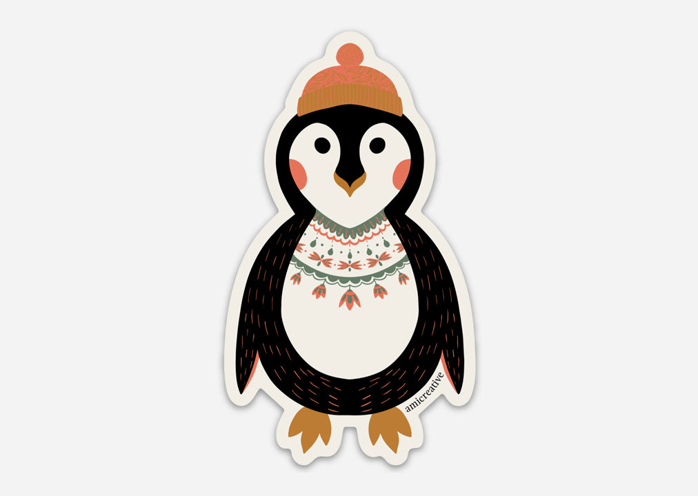 Penguin Joyful Holiday Friends Vinyl Sticker