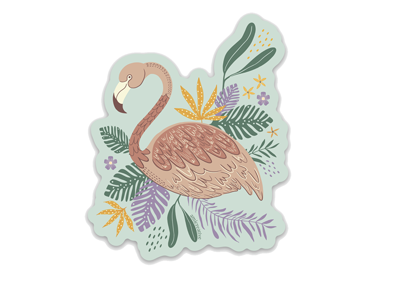 Flamingo Garden Vinyl Sticker