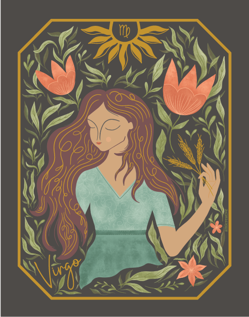 Virgo Zodiac Gold Metallic 4" Vinyl Sticker