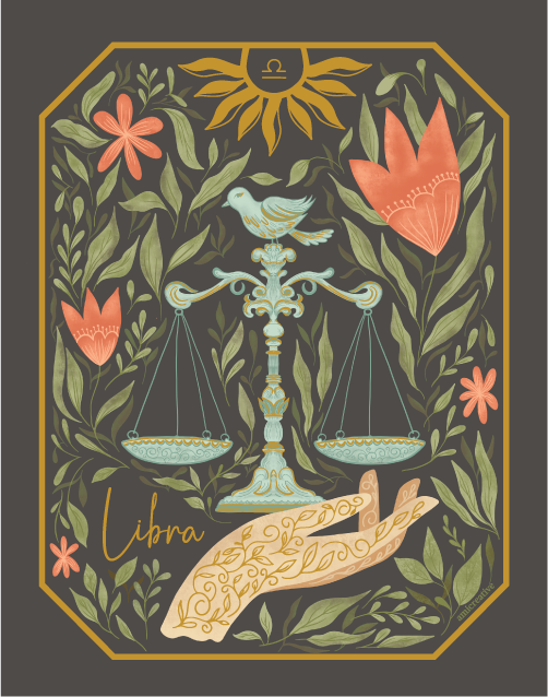 Libra Zodiac Gold Metallic 4" Vinyl Sticker
