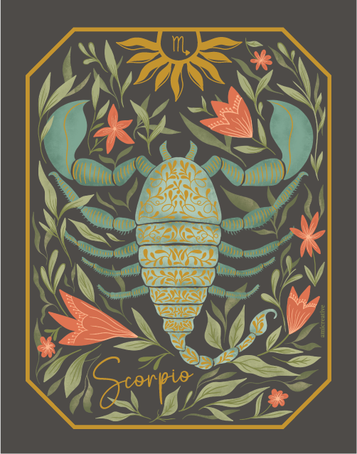 Scorpio Zodiac Gold Metallic 4" Vinyl Sticker