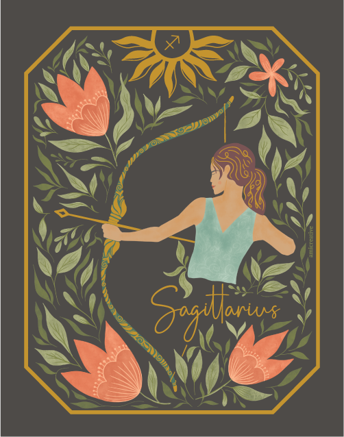 Sagittarius Zodiac Gold Metallic 4" Vinyl Sticker