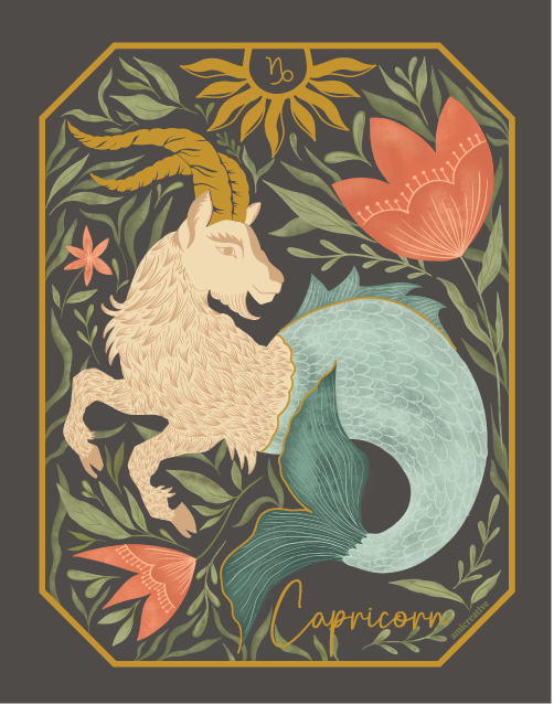Capricorn Zodiac Gold Metallic 4" Vinyl Sticker