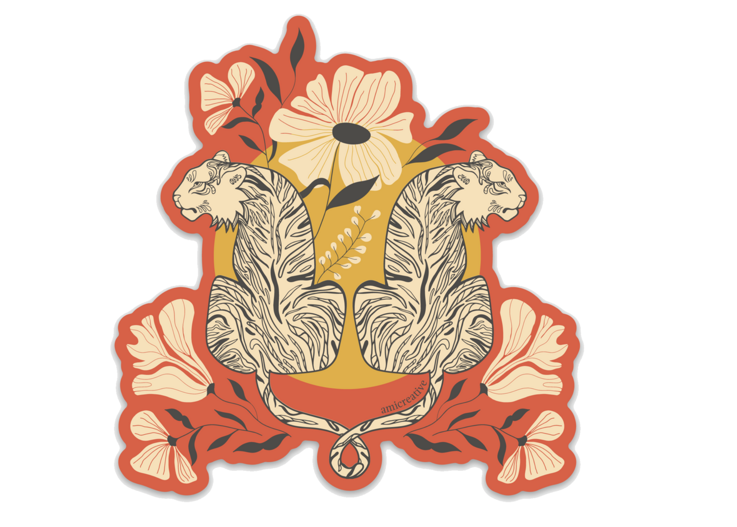 Entwined Tiger Vinyl Sticker