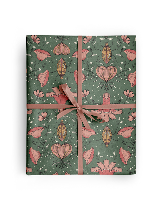 Love Bugs Floral Wrapping Paper