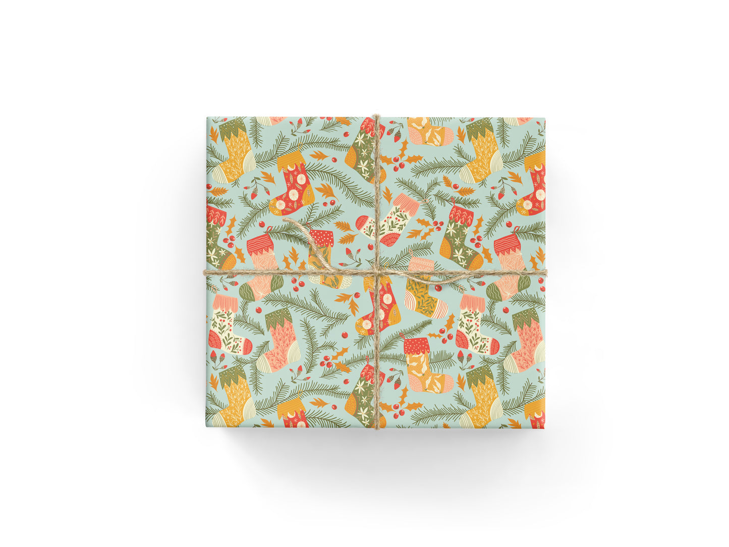 Stockings & Holly Wrapping Paper