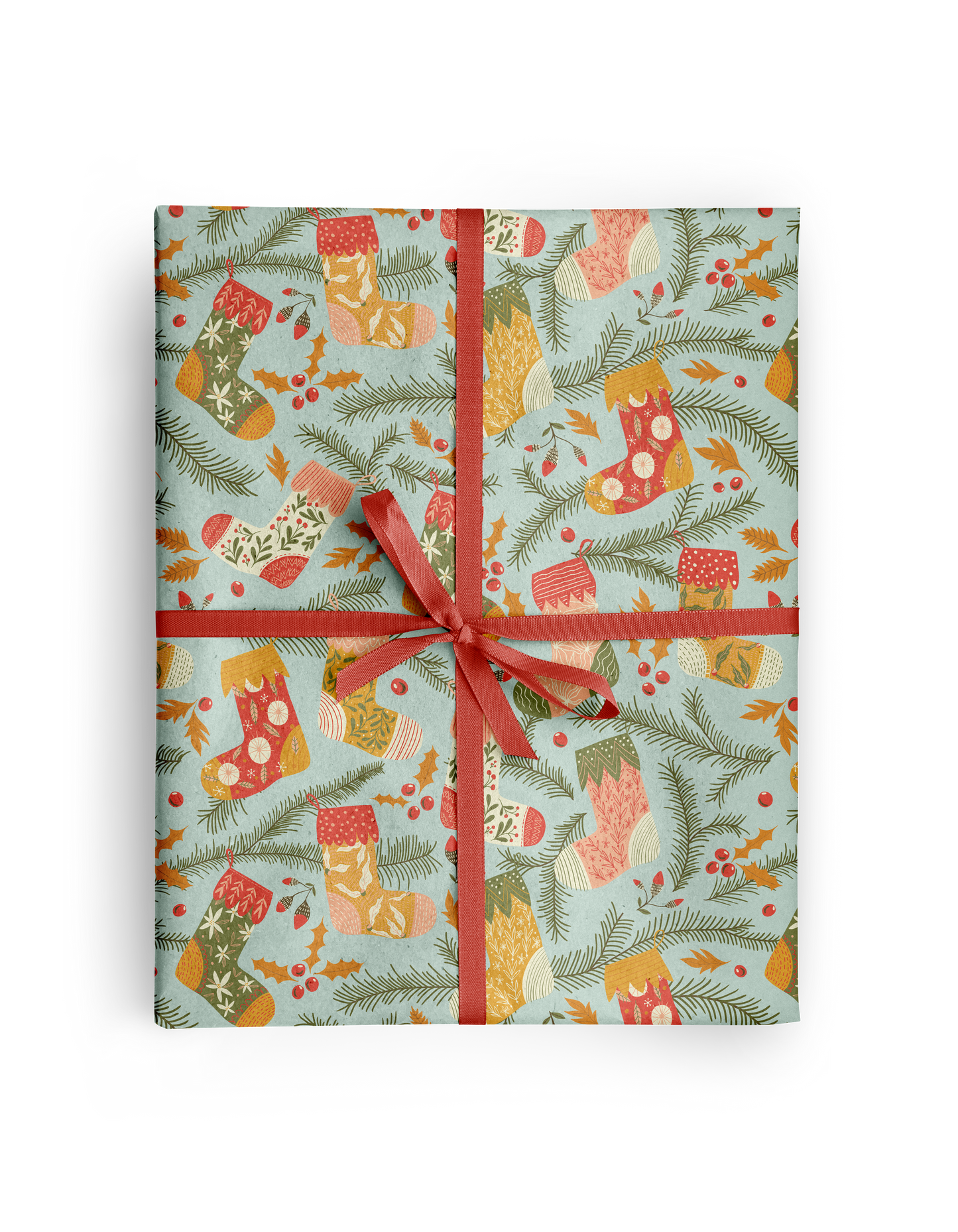 Stockings & Holly Wrapping Paper