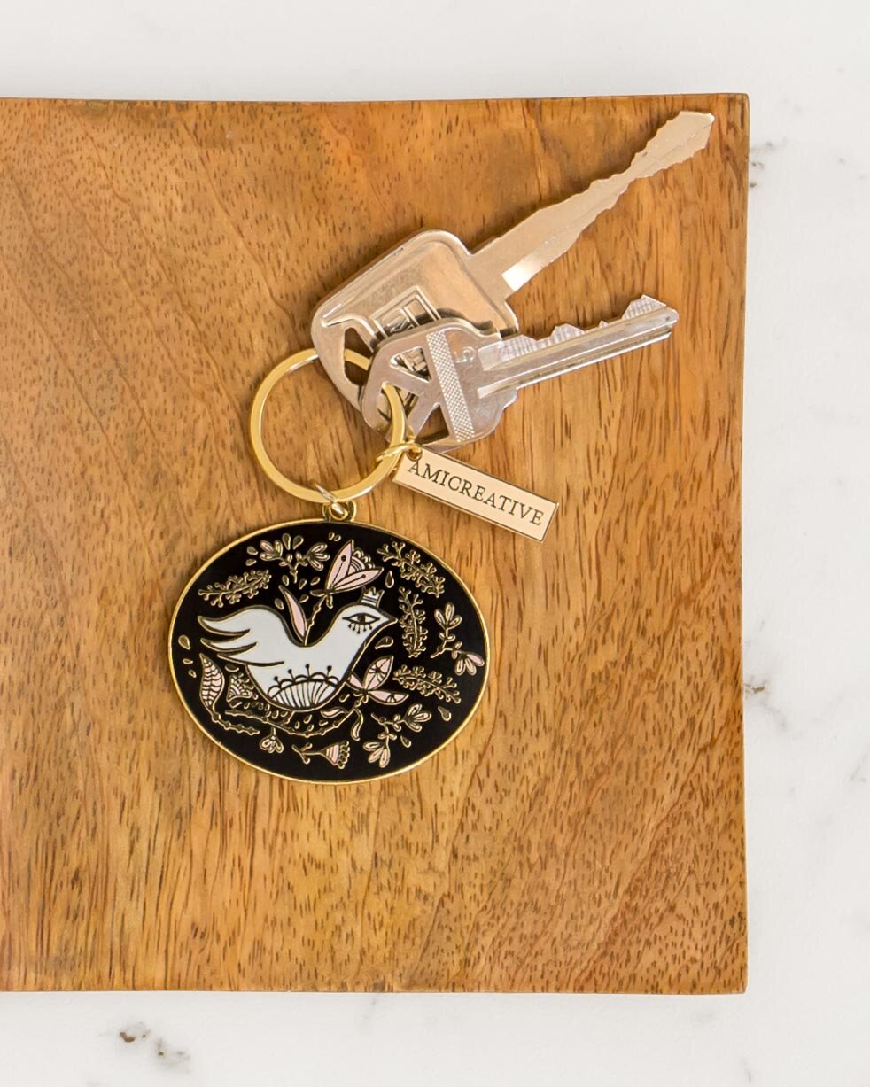 Royal Bird Enamel Keychain