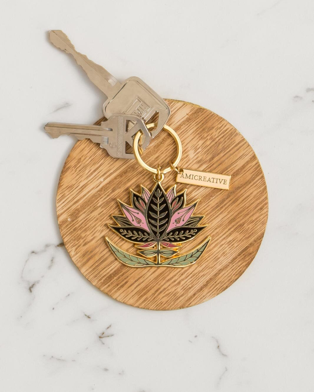 Lotus Enamel Keychain