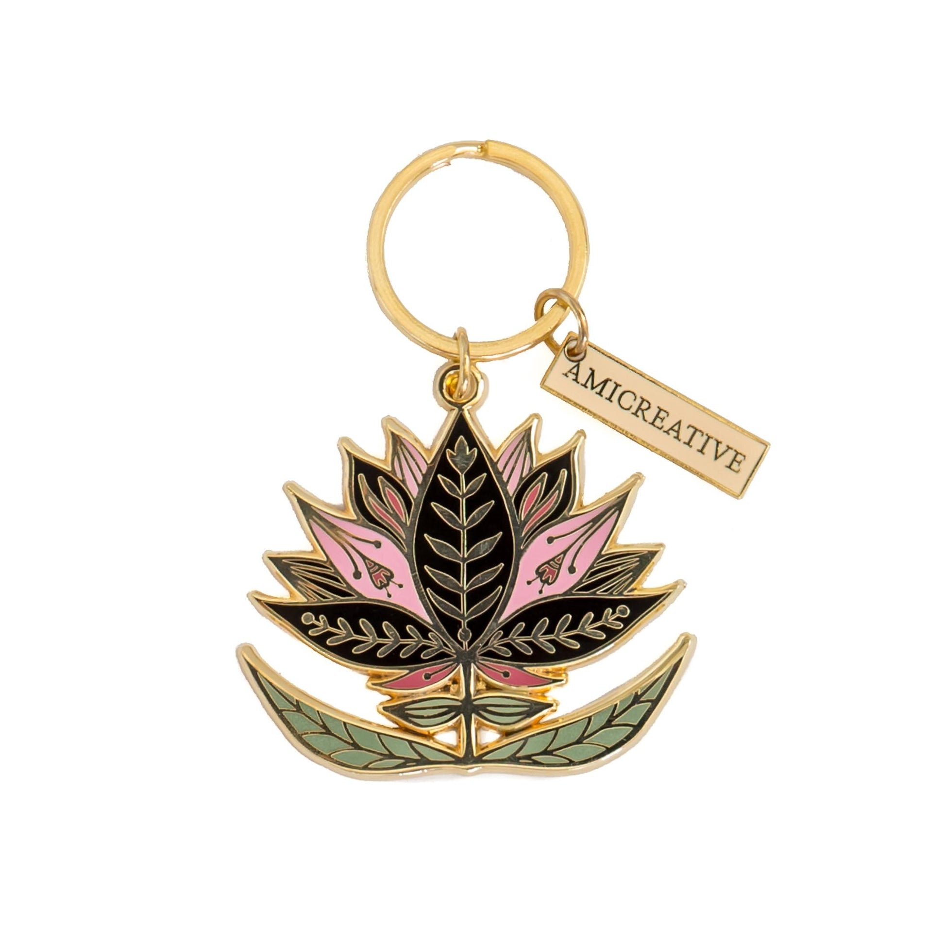 Lotus Enamel Keychain
