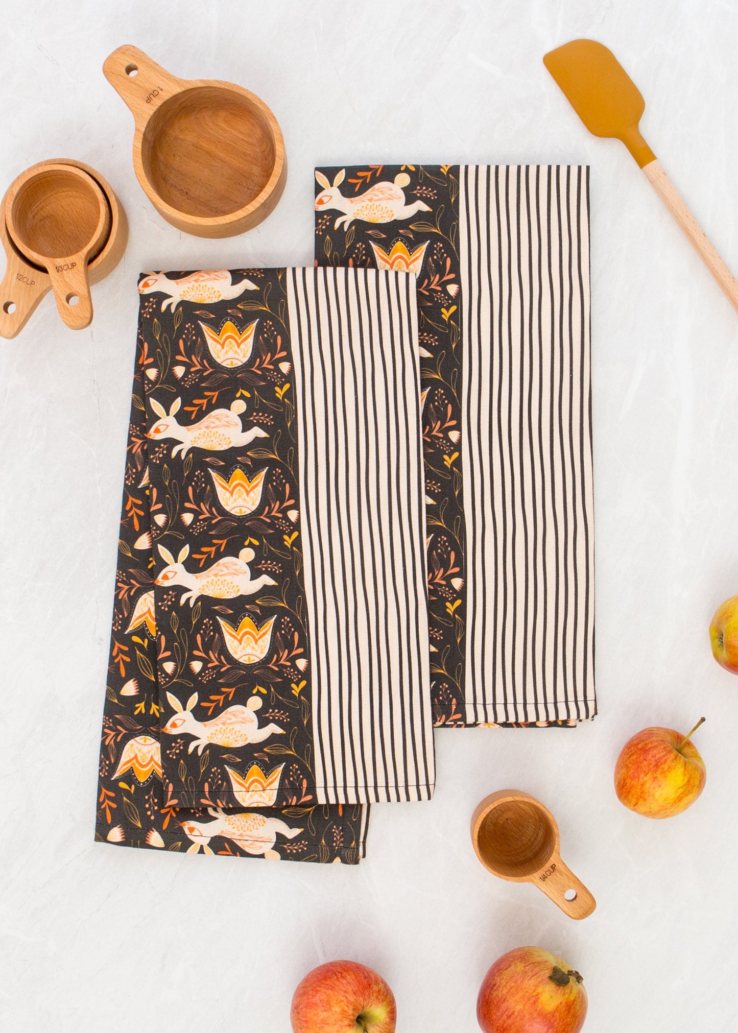 Fall Bunnies Tea Towel