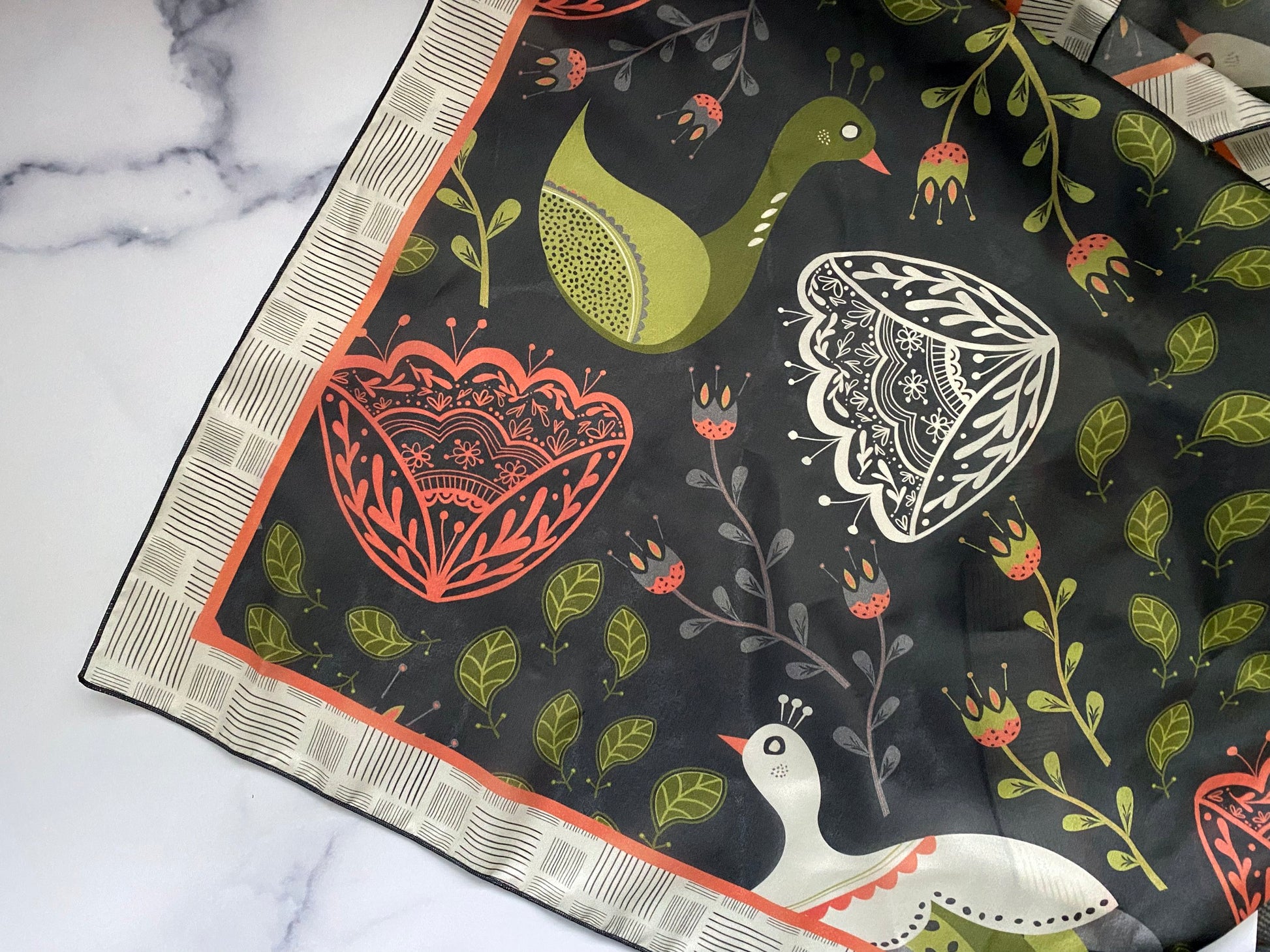 Birds in Bloom Silk Scarf