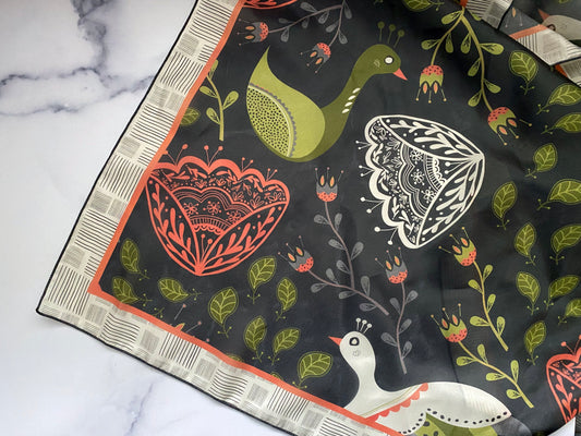 Birds in Bloom Silk Scarf