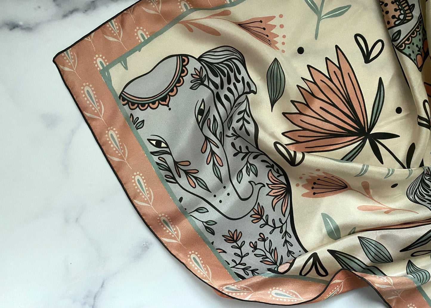 Elephant Jungle Silk Scarf