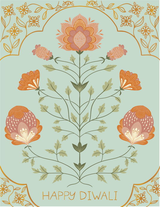 Jaipur Blooms – Louie-Nominated Gold Foil Diwali Card