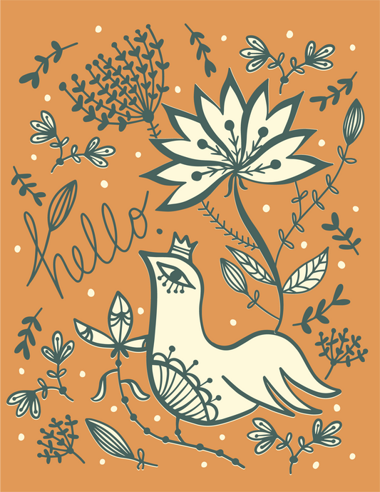 Hello Bird Greeting Card