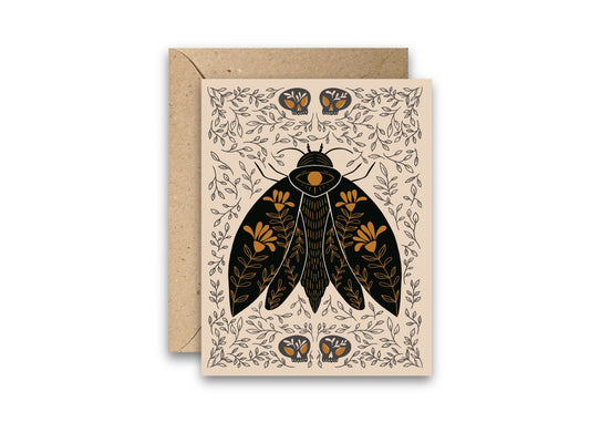 Grey Vines Moth Greeting Card