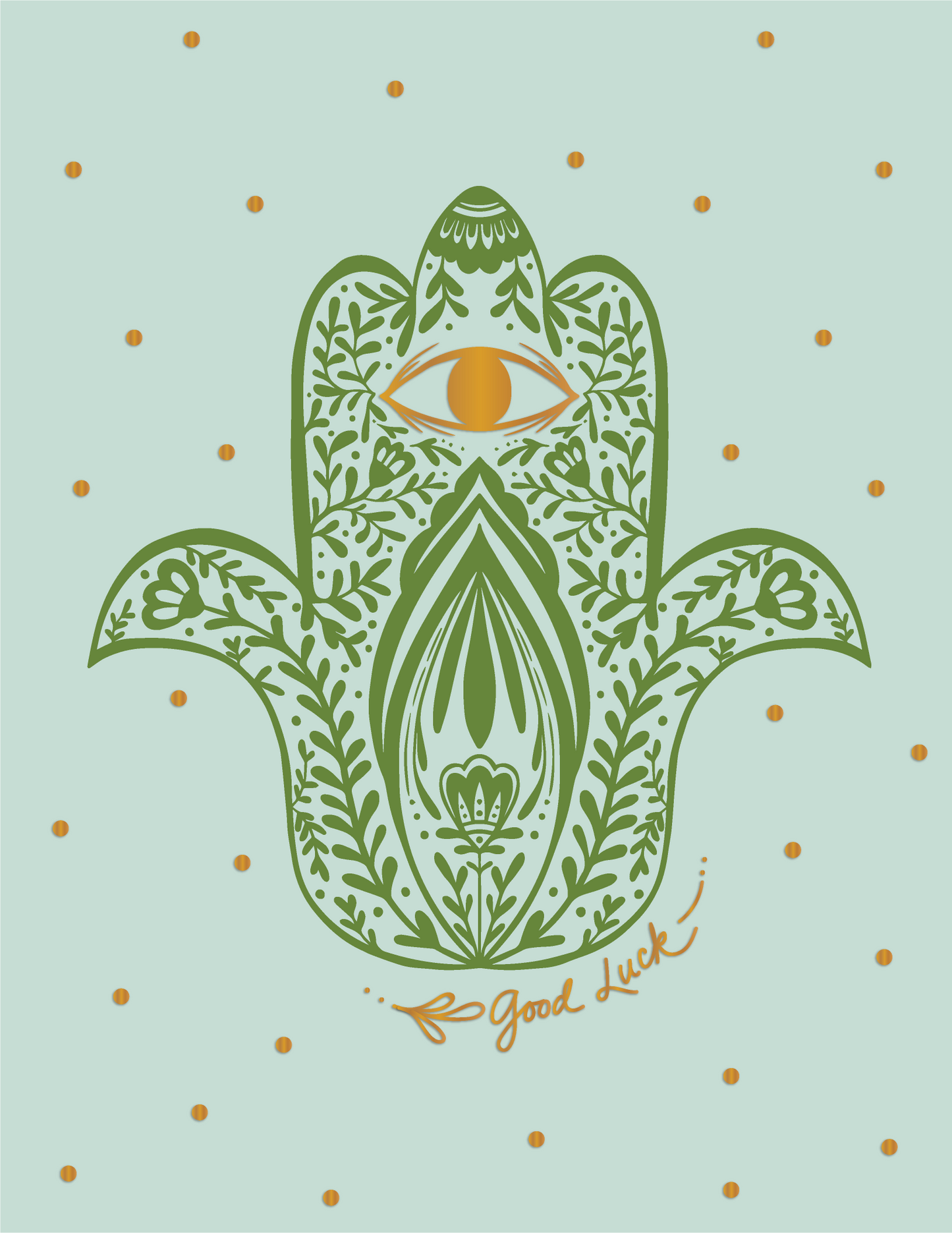 Gold Foil Good Luck Hamsa Greeting Card
