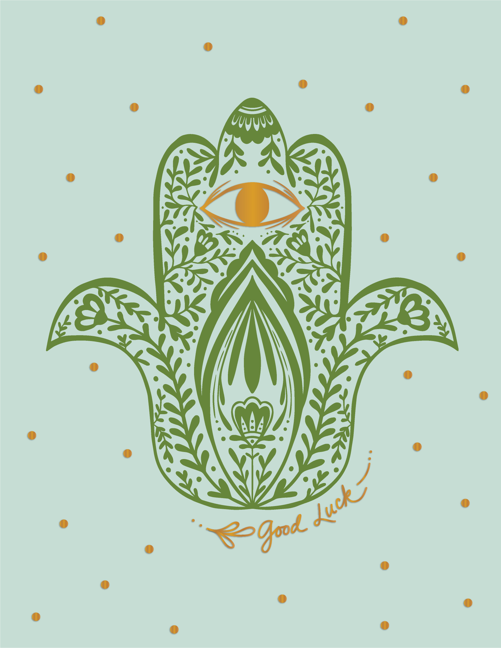 Gold Foil Good Luck Hamsa Greeting Card