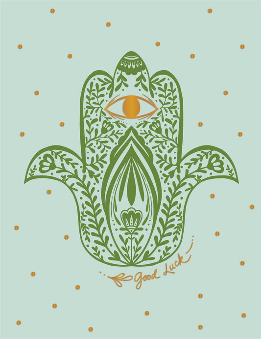 Gold Foil Good Luck Hamsa Greeting Card