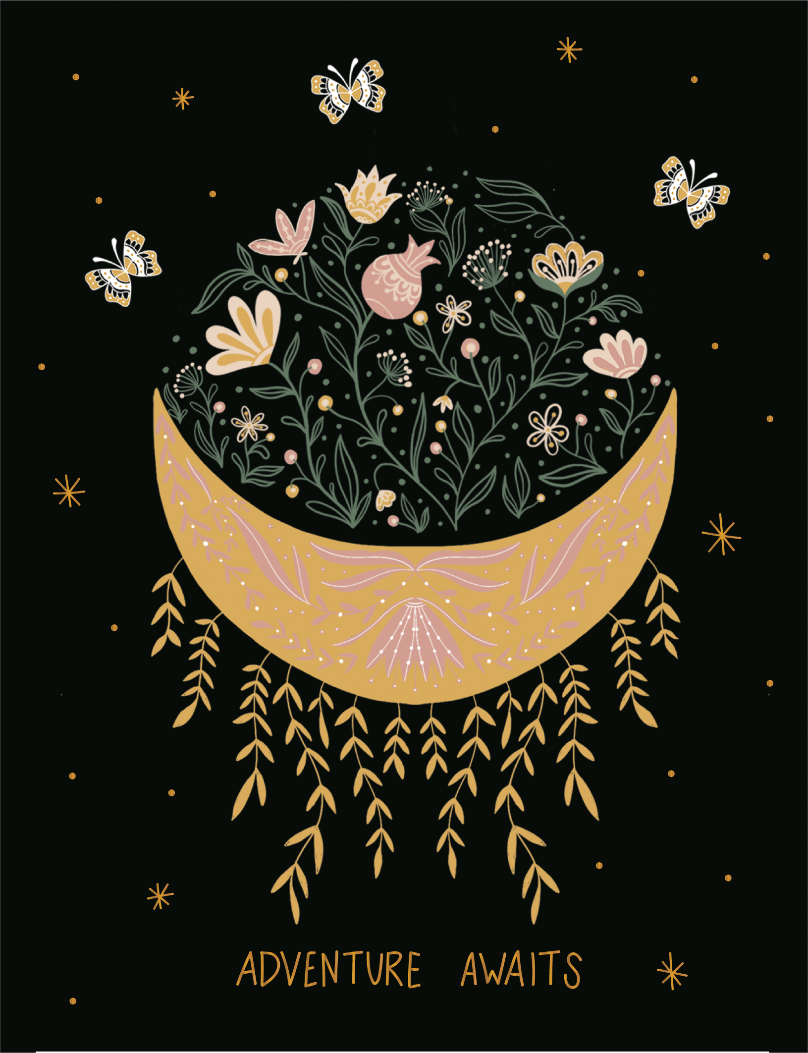 Adventure Moon Gold Foil Greeting Card