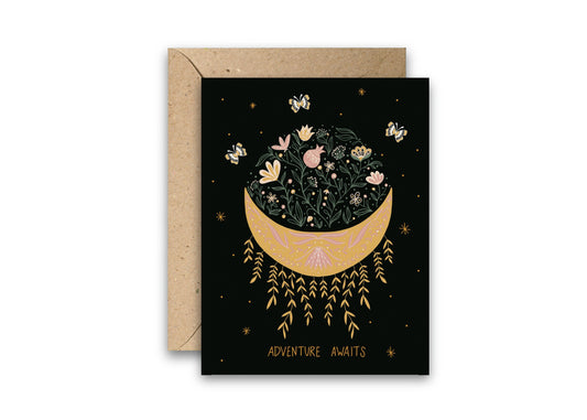 Adventure Moon Gold Foil Greeting Card
