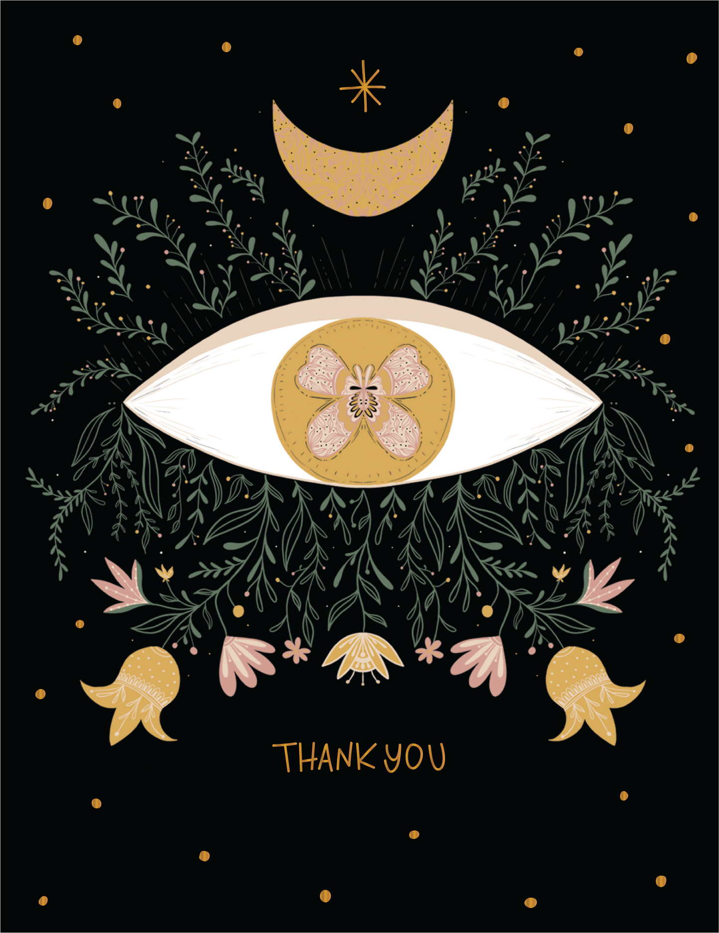 Mystic Eye Thank You Gold Foil Greeting Card