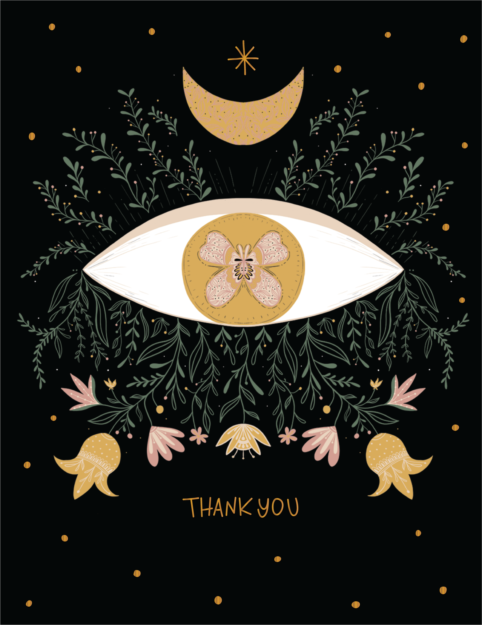 Mystic Eye Thank You Gold Foil Greeting Card