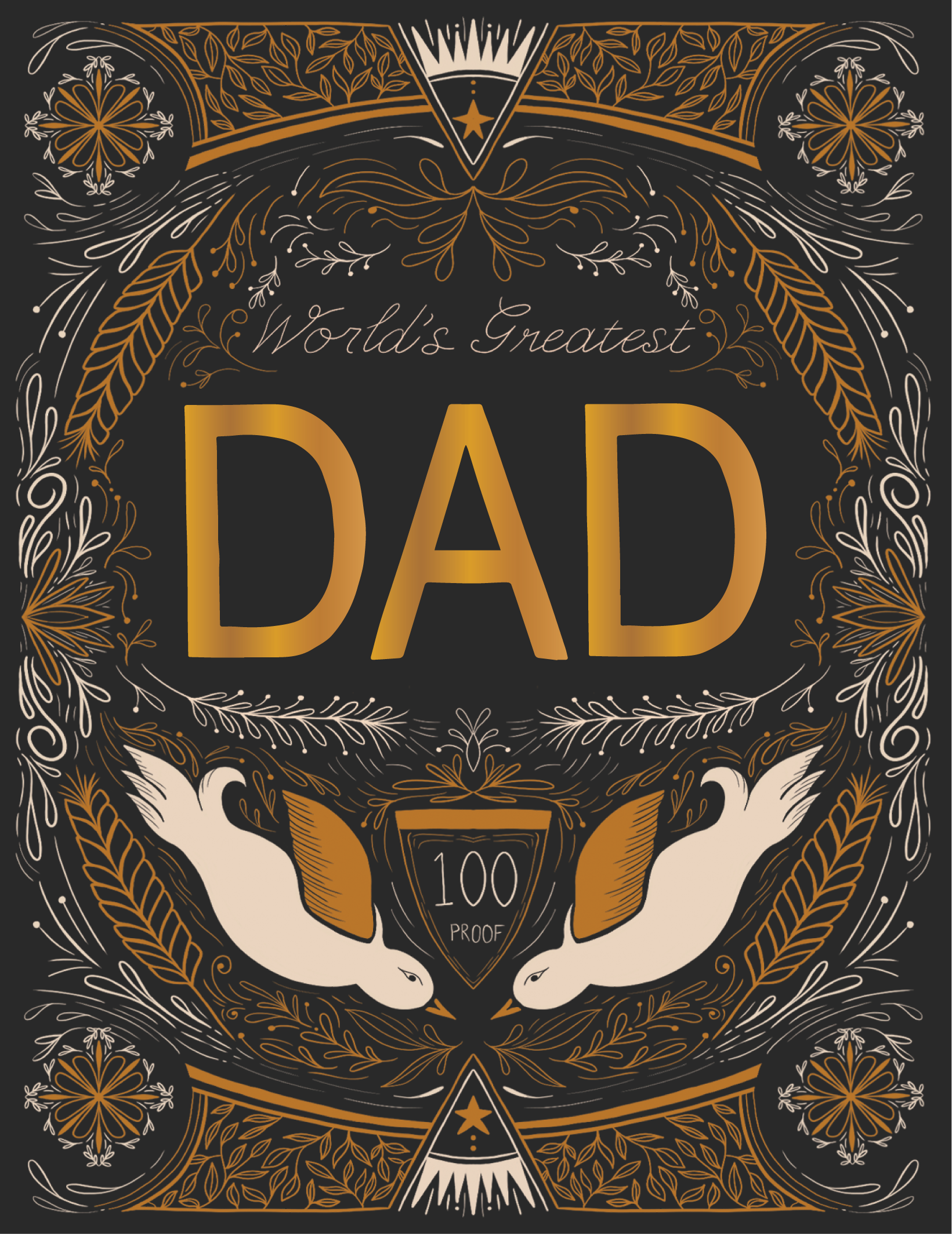 100 Proof Father's Day Gold Foil Greeting Card