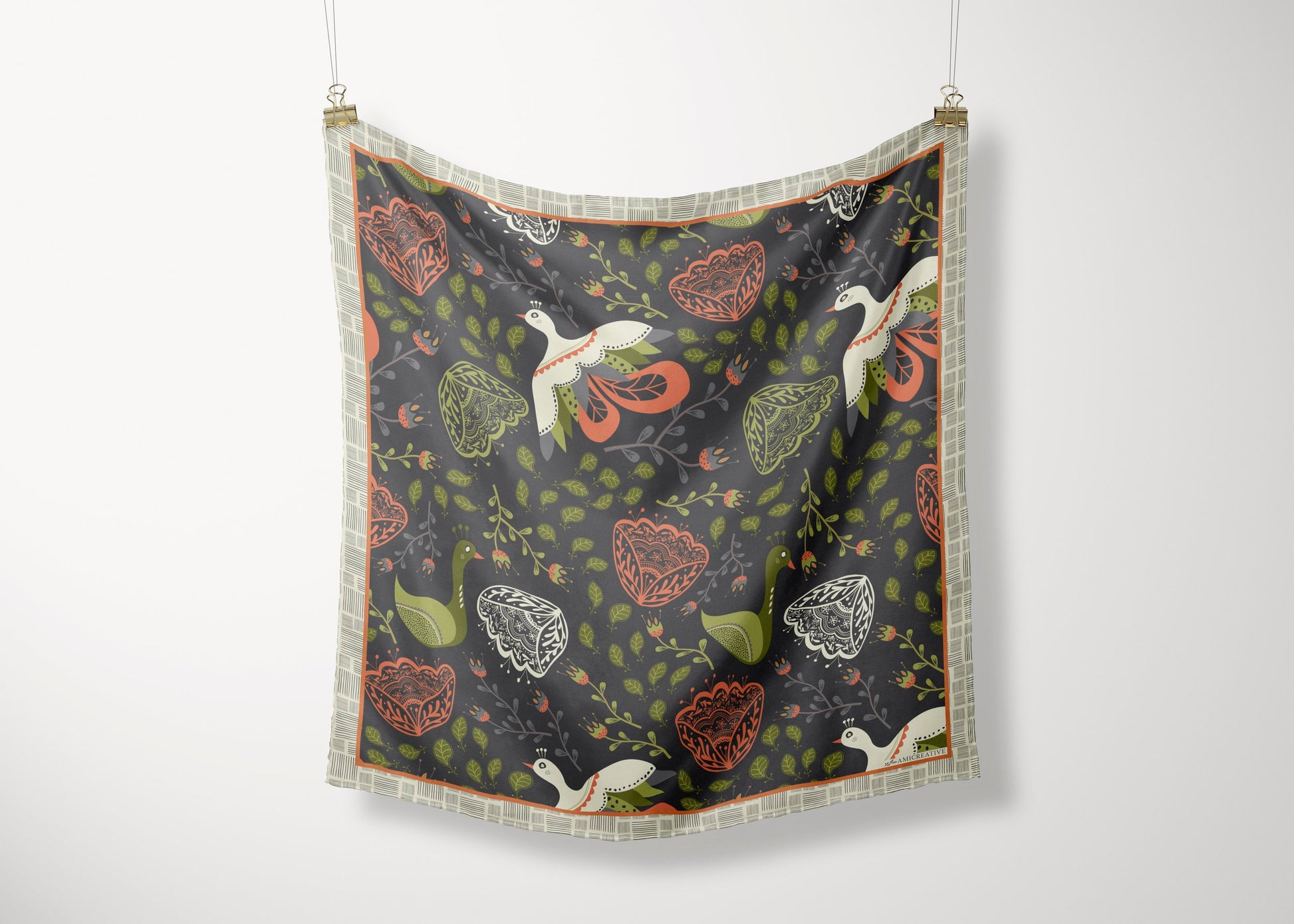 Birds in Bloom Silk Scarf